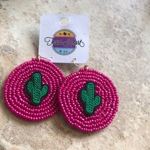 Pink Cactus Dangle Earrings
